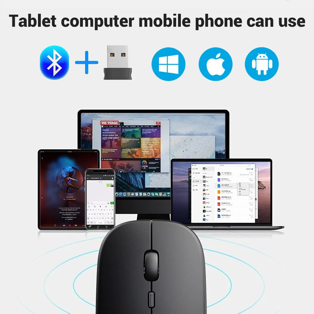 Mouse Portátil Recarregável Wireless