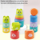 Brinquedo de Copos para Encaixe Tipo Quebra Cabeça Infantil