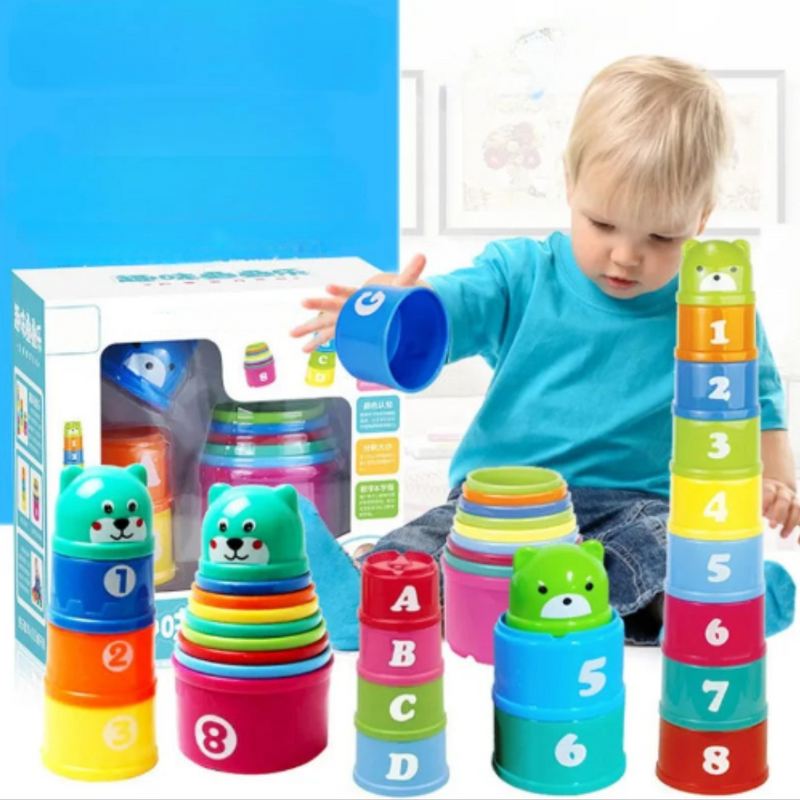 Brinquedo de Copos para Encaixe Tipo Quebra Cabeça Infantil