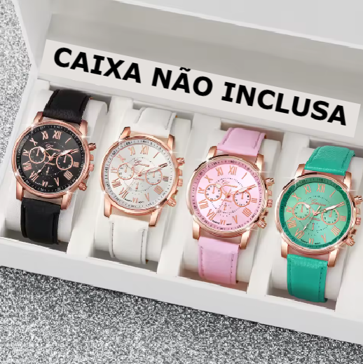Relógio de Pulso Feminino Multicores - 4 Unidades de