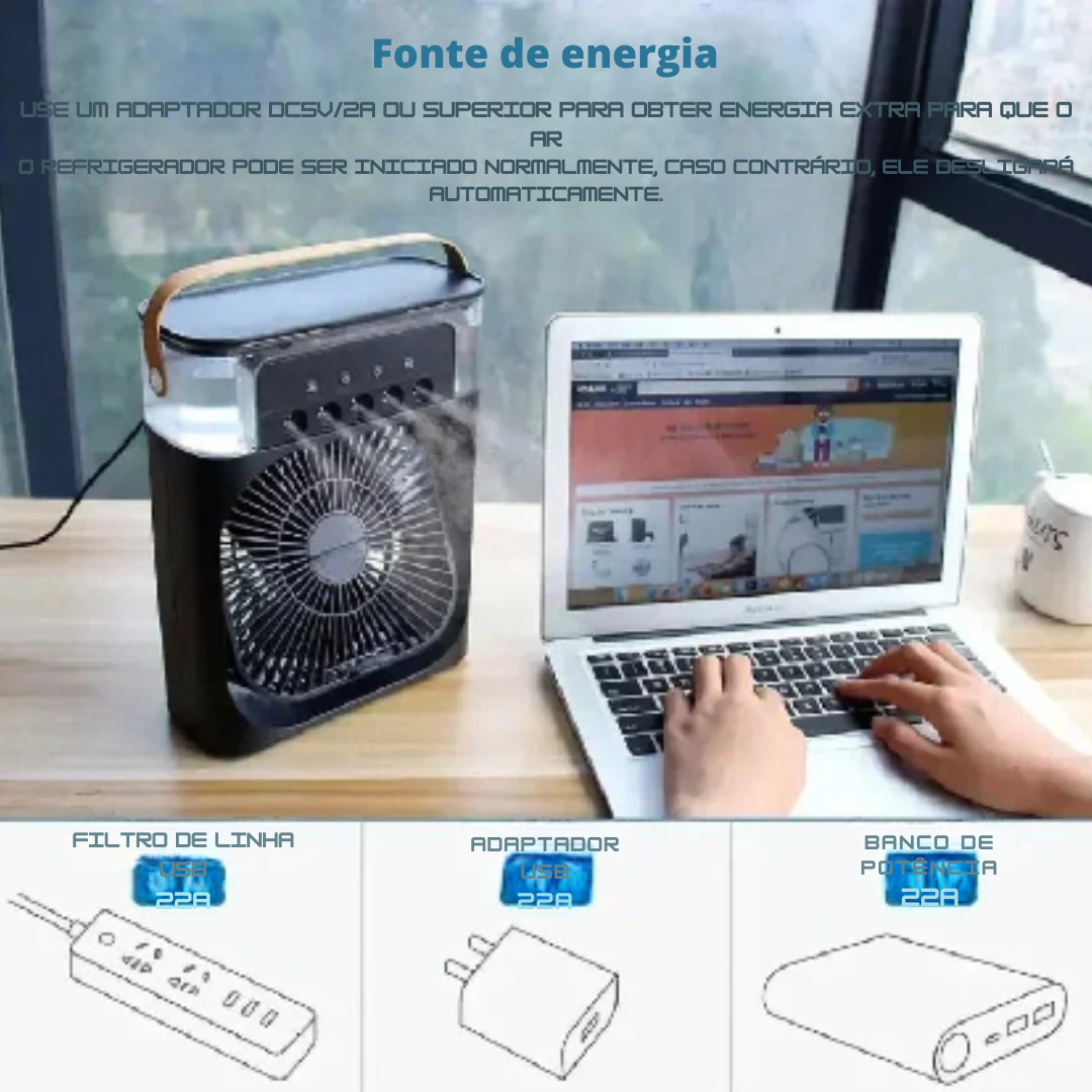 Mini Ar Condicionado Ventilador Portátil Água USB