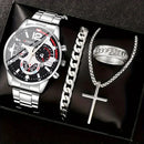 Kit Relógio com Pulseira, Anel e Colar