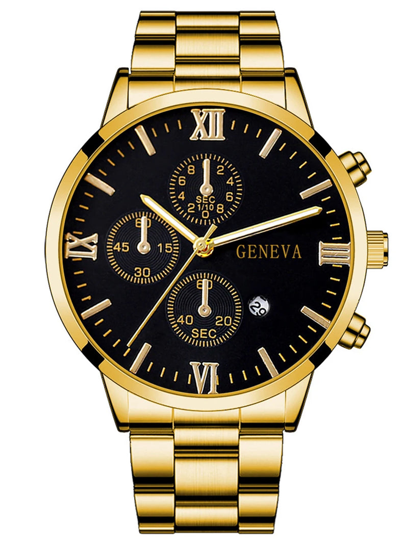 Kit Relógio com Pulseira, Anel e Colar