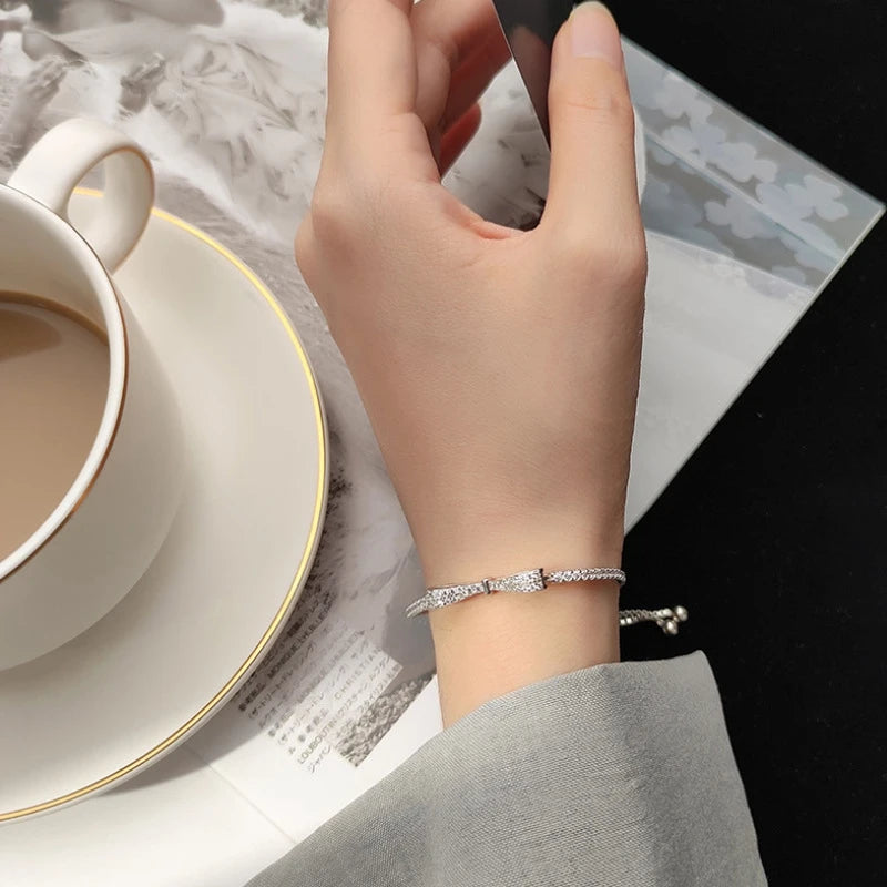 Bracelete de Prata com Pedra Zircônia