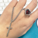 Colar de Pescoço Feminino com Coração e Espada